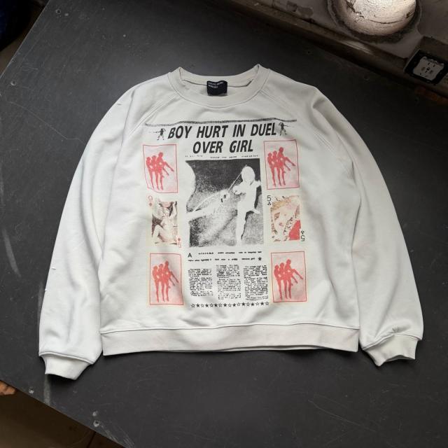 ERD Vintage Crewneck Newspaper Duel Poster Print Grunge Sweatshirt