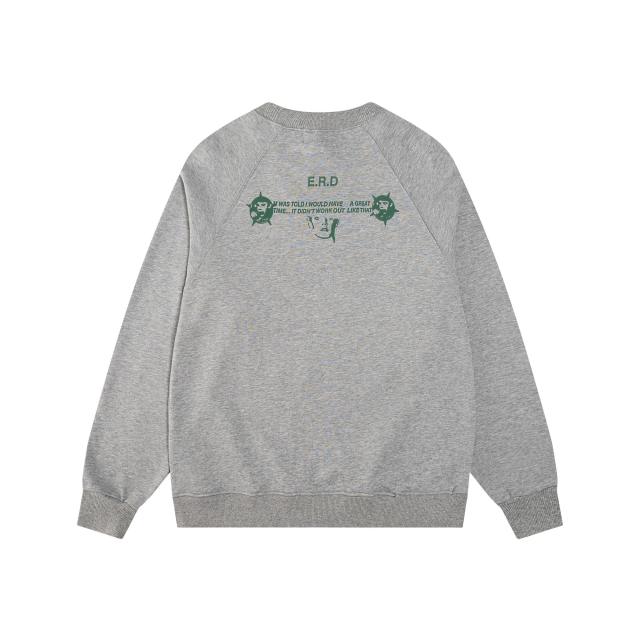 ERD Heather Grey Raglan Crewneck Pullover ERD Figure Graphic "The Dream That Don’t Go Away" Sweatshirt