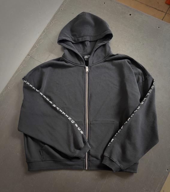ERD Vintage Washed Black Cropped Hoodie Horror Graphic Streetwear Pullover
