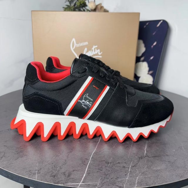 1:1 quality version Genuine leather patchwork shark sole sports shoes  28472423