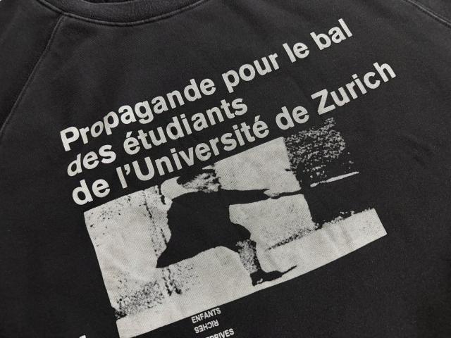 ERD Black Vintage Washed Crewneck European University Text Print Retro Grunge Sweatshirt