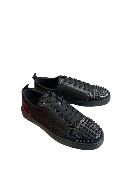 1:1 quality version 27877940 Snake Pattern Front Toe Studded Patchwork Low Top Shoes