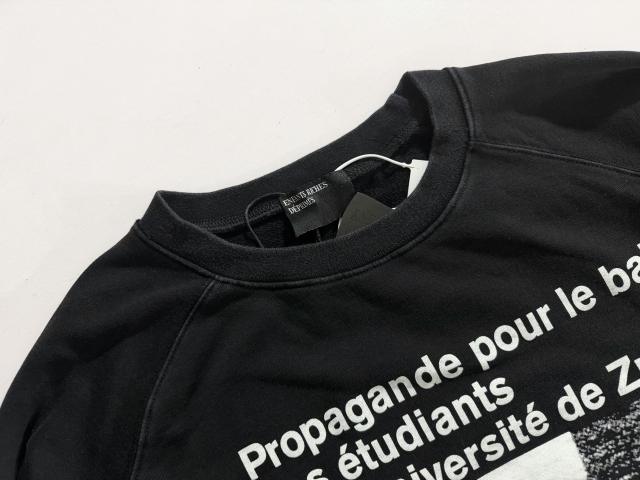 ERD Black Vintage Washed Crewneck European University Text Print Retro Grunge Sweatshirt