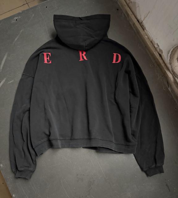 ERD Washed Black Zip Hoodie SADE Art Collage Print Grunge Streetwear Hoodie