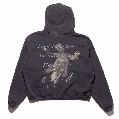 ERD Black Vintage Cropped Hoodie Reverse Letter Portrait Graphic Grunge Streetwear Hoodie