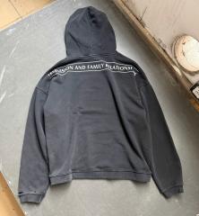 ERD Vintage Washed Black Distressed Hoodie Patch Portrait Graphic Cropped Grunge Hoodie