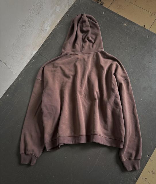 ERD Distressed Brown Cropped Zip Hoodie Mugshot Spiritual Therapy Print Grunge Streetwear