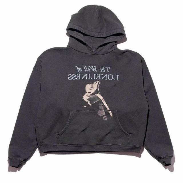 ERD Black Vintage Cropped Hoodie Reverse Letter Portrait Graphic Grunge Streetwear Hoodie
