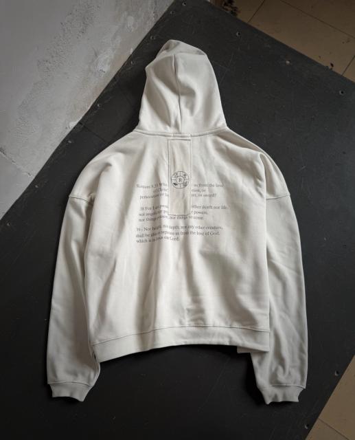 ERD Cream Cropped Zip-Up Hoodie I Still Have Hope Graphic Cross Print Streetwear Jacket