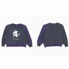 ERD Vintage Two-Tone Crewneck Nietzsche Philosopher Portrait Distressed Grunge Sweatshirt