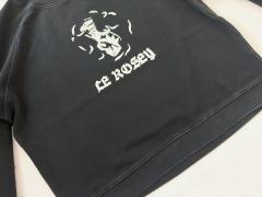 ERD Black Vintage Washed Crewneck Le Rosey Skull Rose Distressed Grunge Sweatshirt