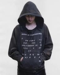 ERD Washed Black Distressed Cropped Hoodie Number Print Paint Splatter Streetwear Hoodie