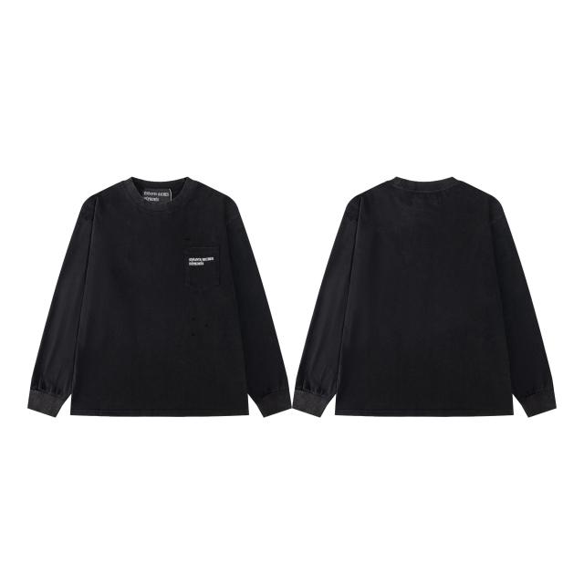 ERD Enfants Riches Déprimés Hebrew Script Female Portrait Dual Print Vintage Washed Black Long Sleeve Tee