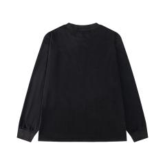ERD Enfants Riches Déprimés Hebrew Script Female Portrait Dual Print Vintage Washed Black Long Sleeve Tee