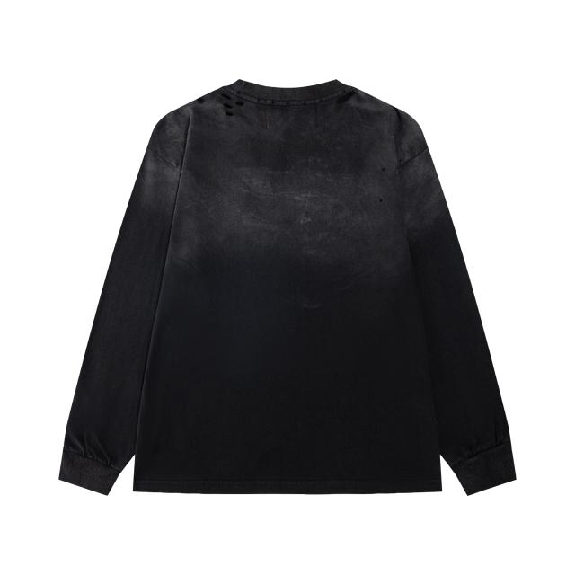 ERD Gradient Washed Black Long Sleeve Tee Enfants Riches Deprimes Front Text Logo Pocket Long Sleeve T-Shirt