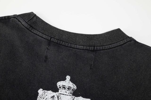 ERD Vintage Washed Black Long Sleeve T-Shirt Saint Teresa Statue Graphic French Text