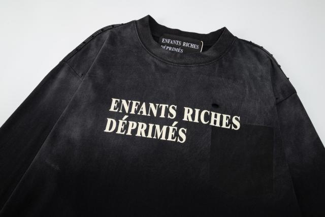 ERD Gradient Washed Black Long Sleeve Tee Enfants Riches Deprimes Front Text Logo Pocket Long Sleeve T-Shirt