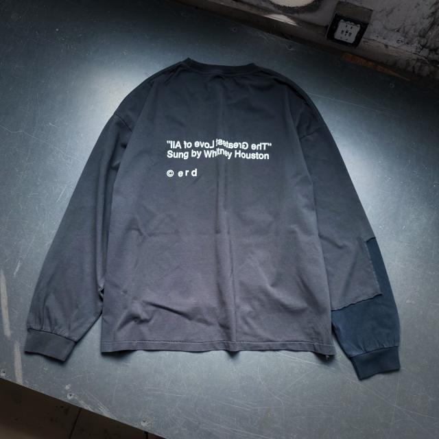 ERD Vintage Washed Black Patchwork Long Sleeve T-Shirt Inspirational Quote Text