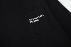 ERD Enfants Riches Déprimés Hebrew Script Female Portrait Dual Print Vintage Washed Black Long Sleeve Tee
