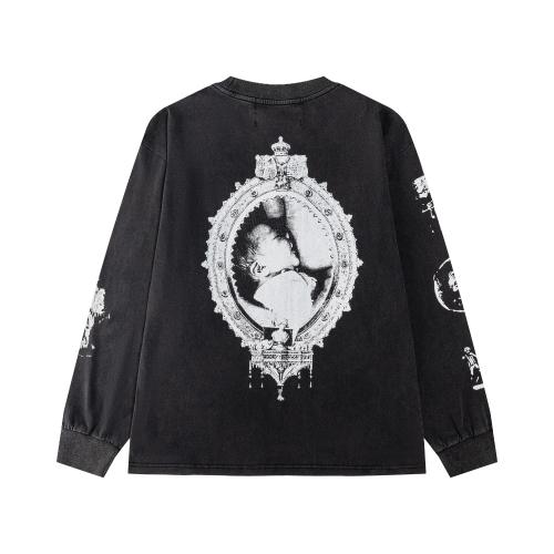 ERD Vintage Washed Black Long Sleeve T-Shirt Saint Teresa Statue Graphic French Text
