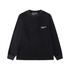 ERD Enfants Riches Déprimés Hebrew Script Female Portrait Dual Print Vintage Washed Black Long Sleeve Tee