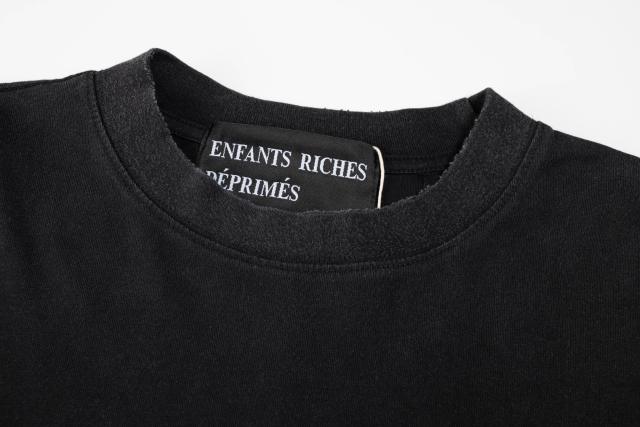 ERD Enfants Riches Déprimés Hebrew Script Female Portrait Dual Print Vintage Washed Black Long Sleeve Tee