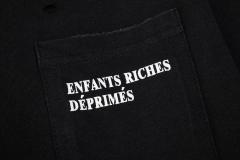 ERD Enfants Riches Déprimés Hebrew Script Female Portrait Dual Print Vintage Washed Black Long Sleeve Tee