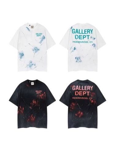 Vintage Street Front Small Cyan Letter Ink Splash Back Large Cyan Font Splash Texture Print Oversized Cotton Tee 2 colors 29359039