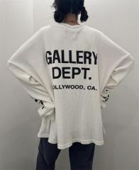 Gallery Dept Basic Waffle Long Sleeve T-Shirt Black White