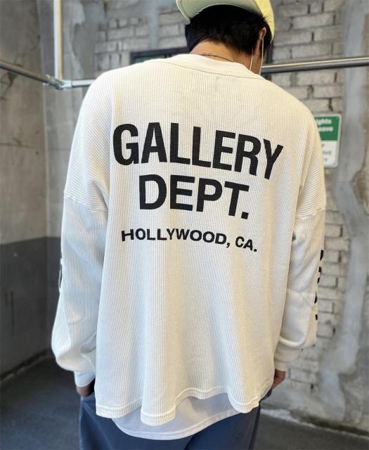 Gallery Dept Basic Waffle Long Sleeve T-Shirt Black White