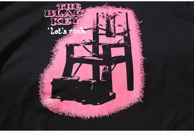Grunge Rock Streetwear Double Sided Pink Chair Sketch Graphic Back Gold Overlap Letter Slogan Print Oversized Washed Cotton Tee 29358829