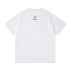 Front Bottom Corner And Back Neck Small French Letter Print Crew Neck Loose Cotton Basic Tee 2 colors 29356387