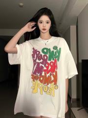 Y2K Graffiti Streetwear Front Multicolor Doodle Bubble Letter Print Oversized Crew Neck Cotton Tee 29358808