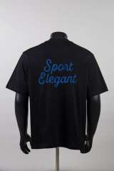 Front Small White Serif Letter Print Back Blue Cursive Slogan Crew Neck Oversized Cotton Tee 2 colors 29356390