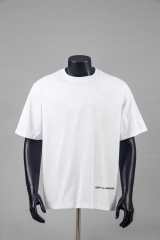 Front Bottom Corner And Back Neck Small French Letter Print Crew Neck Loose Cotton Basic Tee 2 colors 29356387