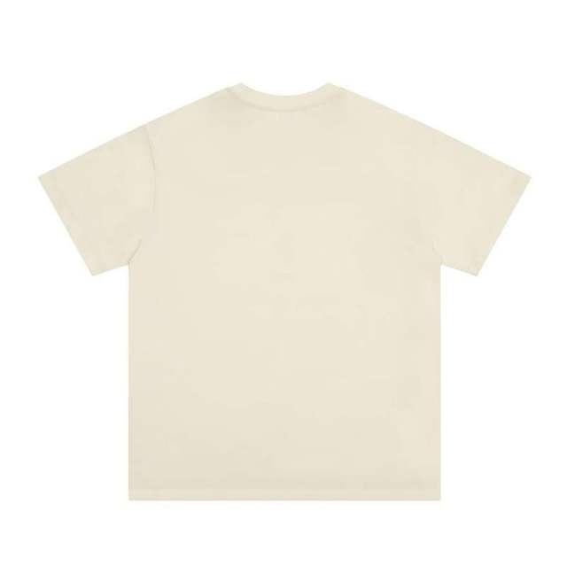 Vintage Hip Hop Solid Cream Front Red Bold Stacked Text Print Oversized Crew Neck Cotton Tee 29358802