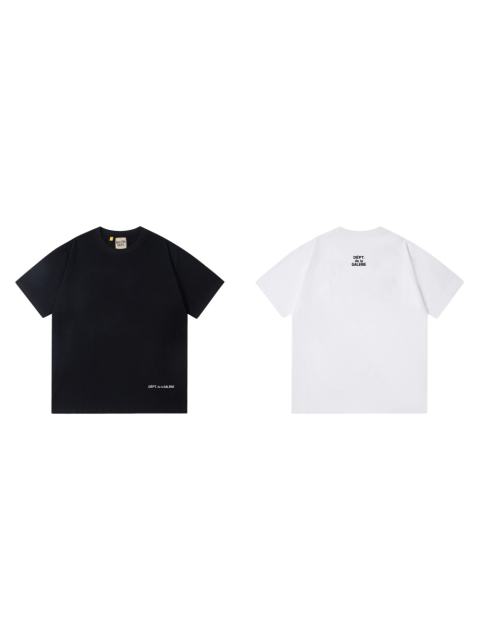 Front Bottom Corner And Back Neck Small French Letter Print Crew Neck Loose Cotton Basic Tee 2 colors 29356387