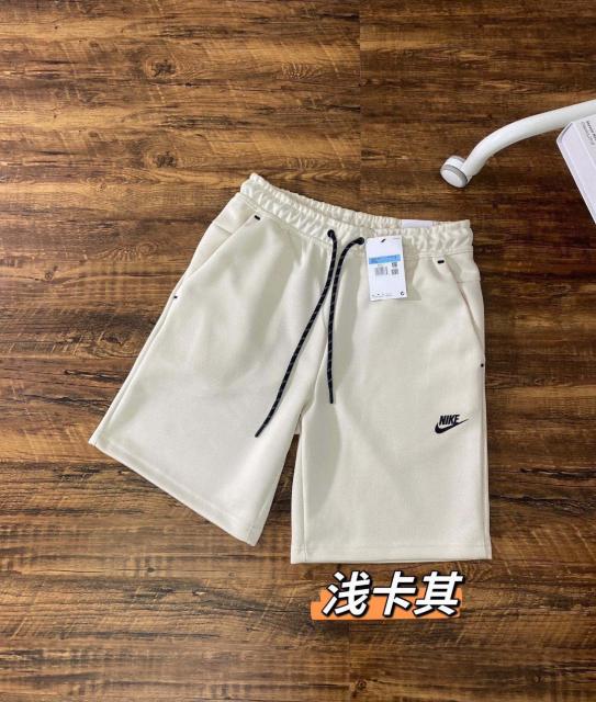 Men Tech Fleece Shorts | Light Khaki Drawstring Athletic Sweat Shorts