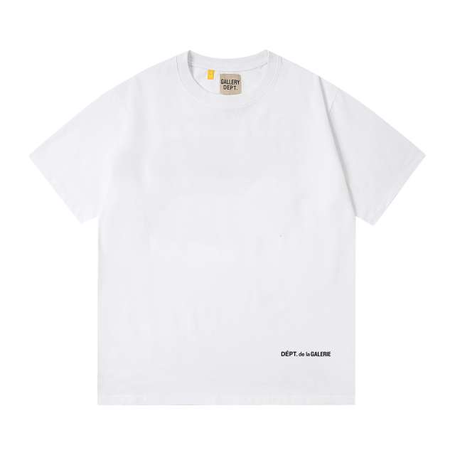 Front Bottom Corner And Back Neck Small French Letter Print Crew Neck Loose Cotton Basic Tee 2 colors 29356387