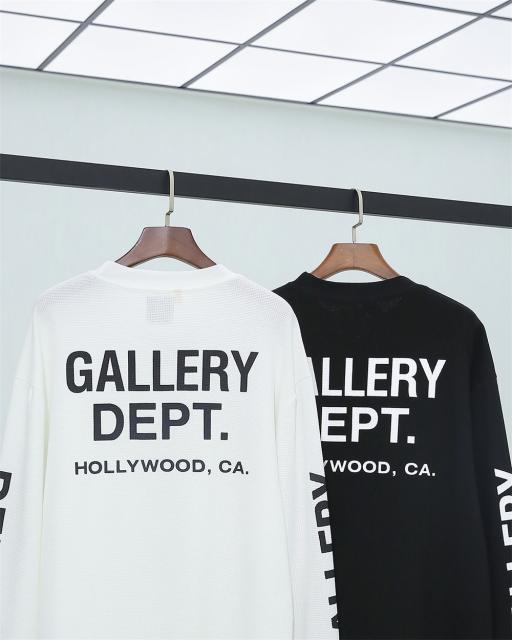 Gallery Dept Basic Waffle Long Sleeve T-Shirt Black White