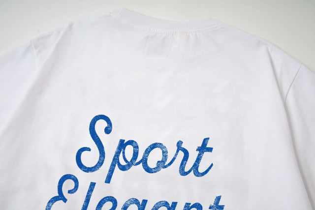 Front Small White Serif Letter Print Back Blue Cursive Slogan Crew Neck Oversized Cotton Tee 2 colors 29356390