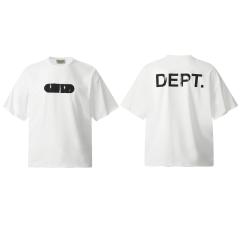 Minimal Retro Street Front White Distressed Oval Bar Graphic Back Large Worn Block Letter Print Oversized Cotton Tee 2 colors 29359086