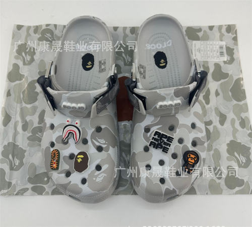 Bape x Crocs Clogs Camo Sandals Men Women Size 4-11 Gray