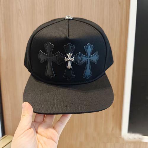 Chrome Black Snapback Hat Black Leather Cross Patches