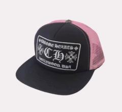 Black‑Pink Chrome CH Patch Trucker Mesh Cap