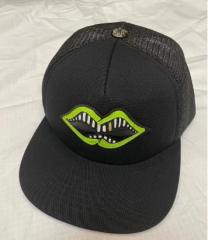 Chrome Green Lips Fangs Patch Black Trucker Mesh Cap