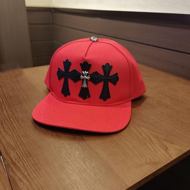 Chrome Red Snapback Hat Black Leather Cross Patches