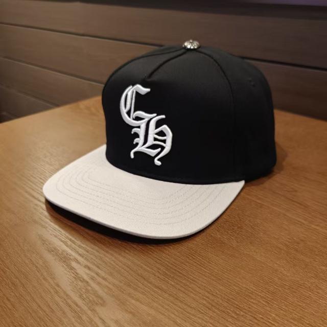 Black & Beige Two‑Tone CH Embroidered Flat Brim Snapback Cap