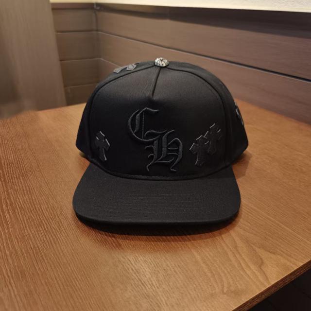 Chrome Black Tonal CH Logo Cross Embroidery Snapback Cap