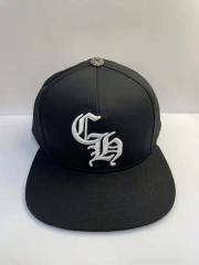 Solid Black CH Embroidered Flat Brim Snapback Cap